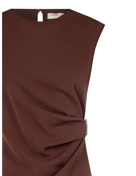 Top asymétrique long en tissu fluide froncé sur un côté Rinascimento