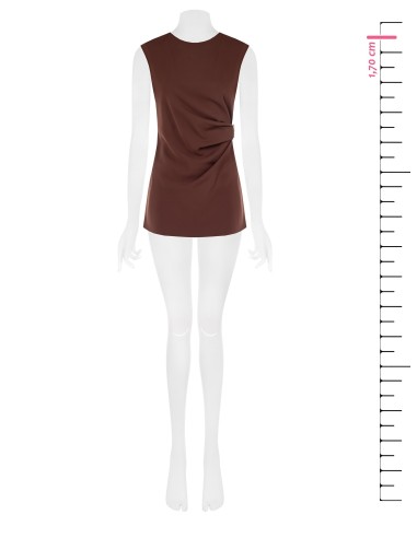 Top asymétrique long en tissu fluide froncé sur un côté Rinascimento
