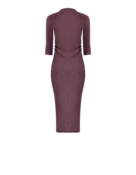 Robe fourreau en tissu côtelé gaufré, froncée sur les côtés, Rinascimento