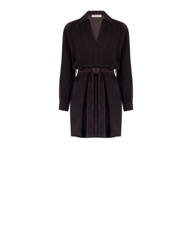 Robe courte en velours côtelé avec col en V et poches Rinascimento