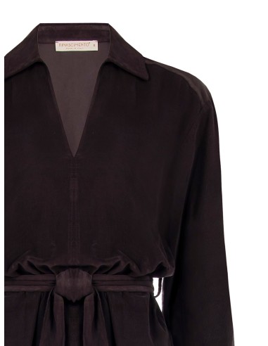 Robe courte en velours côtelé avec col en V et poches Rinascimento