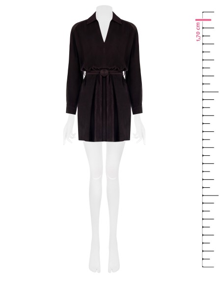 Robe courte en velours côtelé avec col en V et poches Rinascimento