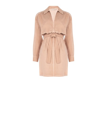 Robe courte en velours côtelé avec col en V et poches Rinascimento