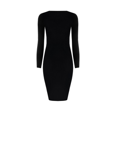 Robe midi fourreau en maille côtelée avec empiècement en dentelle Rinascimento