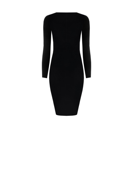 Robe midi fourreau en maille côtelée avec empiècement en dentelle Rinascimento