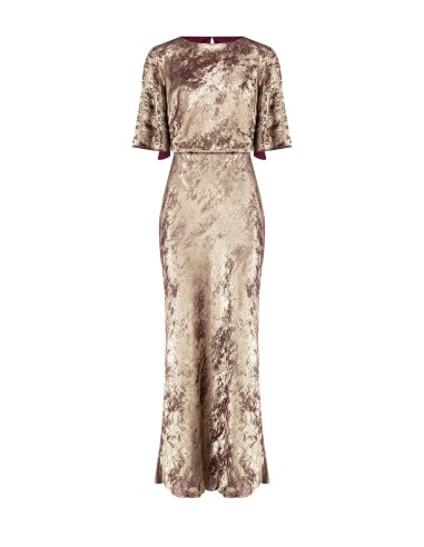 Robe longue à effet laminé, froncée sur les hanches, Rinascimento
