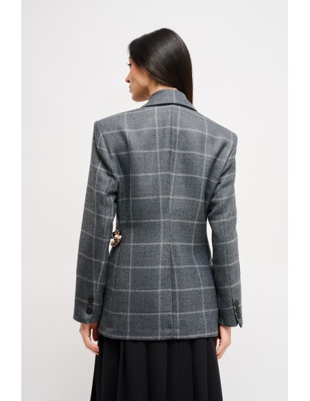 Maryley Waist Strap Check Jacket