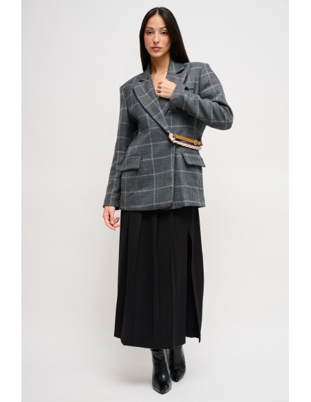 Maryley Waist Strap Check Jacket