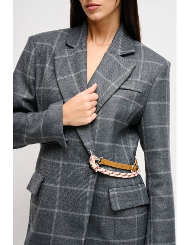 Maryley Waist Strap Check Jacket