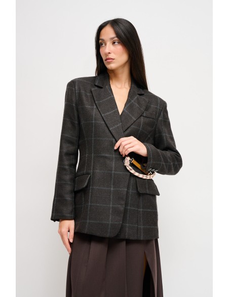 Maryley Waist Strap Check Jacket