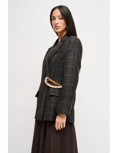 Maryley Waist Strap Check Jacket