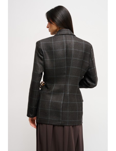 Maryley Waist Strap Check Jacket