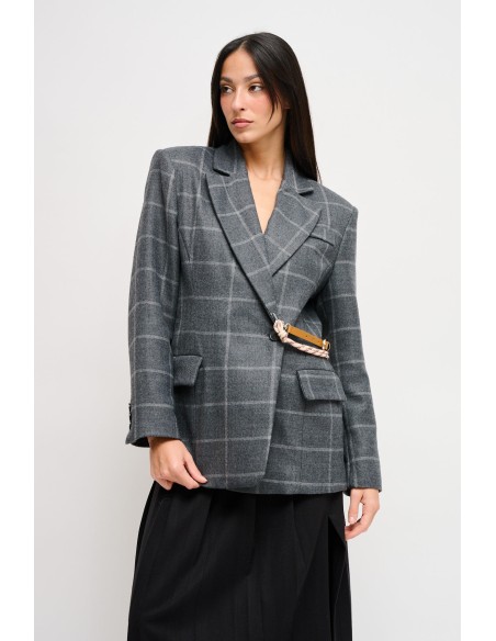 Maryley Waist Strap Check Jacket