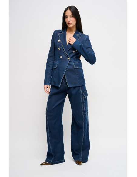 Maryley dubbelrijig denimjasje