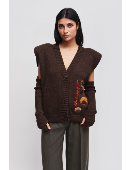 Gebreid gilet met mouwen Maryley