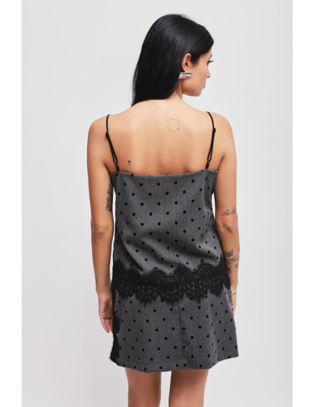 Top à pois avec empiècements en dentelle Maryley