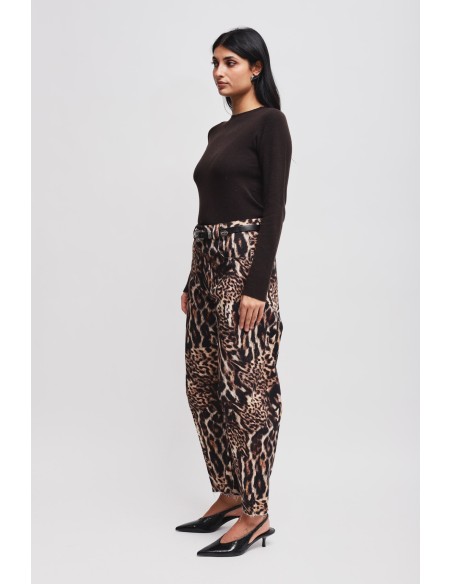 Luipaardprint ballonbroek met riem Maryley