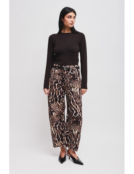 Luipaardprint ballonbroek met riem Maryley