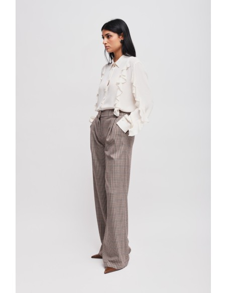 Pantalon palazzo à motif pied-de-poule Maryley