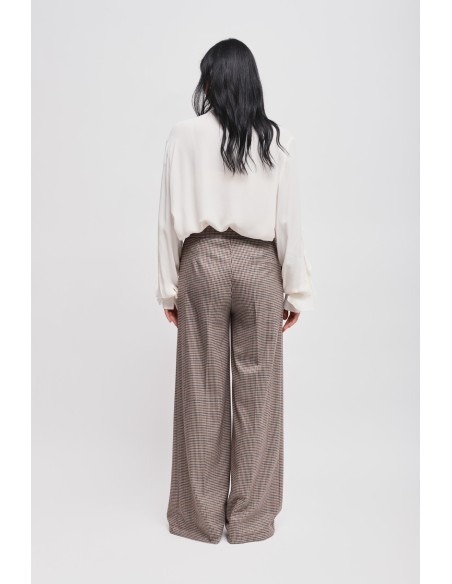 Pantalon palazzo à motif pied-de-poule Maryley