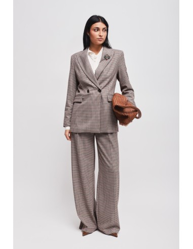 Maryley-pantalon met wijde pijpen in pied-de-poulepatroon