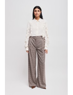 Pantalon palazzo à motif pied-de-poule Maryley