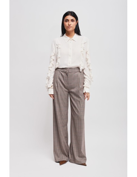 Pantalon palazzo à motif pied-de-poule Maryley