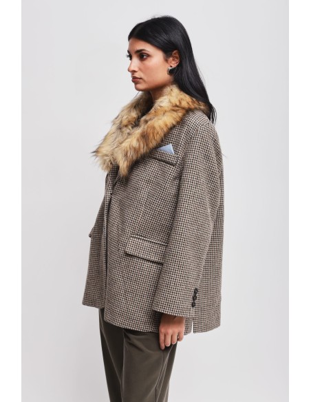 Oversized jas met kraag van imitatiebont Maryley