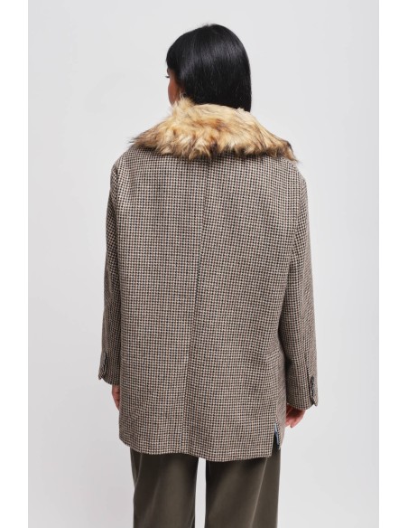 Oversized jas met kraag van imitatiebont Maryley