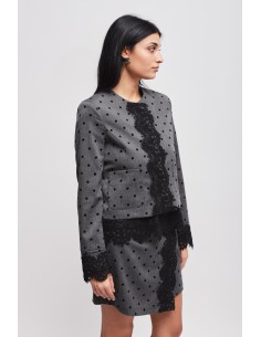 Maryley - Veste courte à pois avec empiècements en dentelle 2