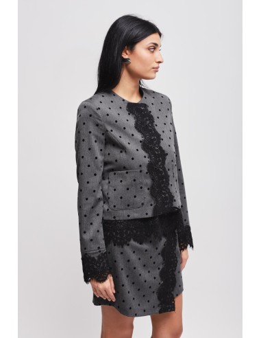 Maryley - Veste courte à pois avec empiècements en dentelle