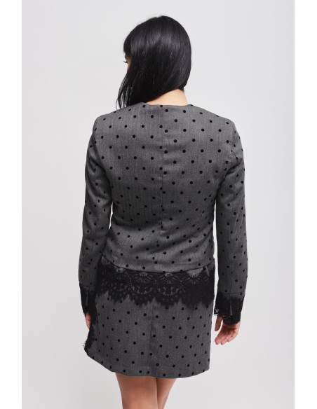 Cropped jas met stippen en kanten inzetstukken van Maryley