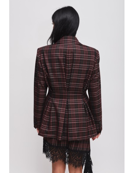 Veste cintrée à carreaux croisée Maryley