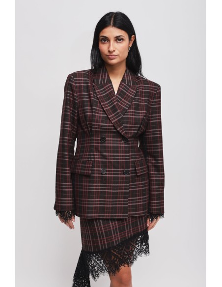 Veste cintrée à carreaux croisée Maryley