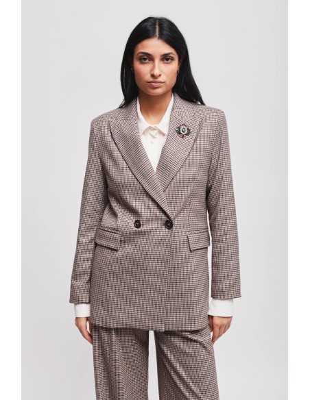 Veste pied-de-poule avec broche Maryley