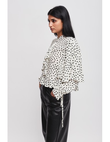 Viscoseblouse met stippen en ruches van Maryley