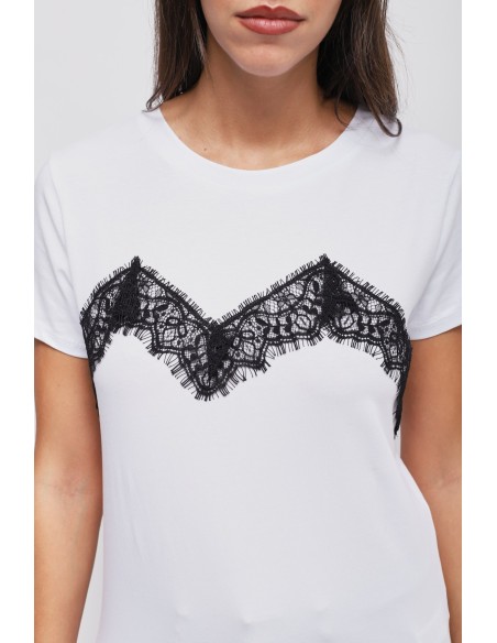T-shirt avec empiècements en dentelle Maryley