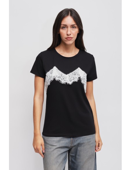 T-shirt met kanten applicaties Maryley