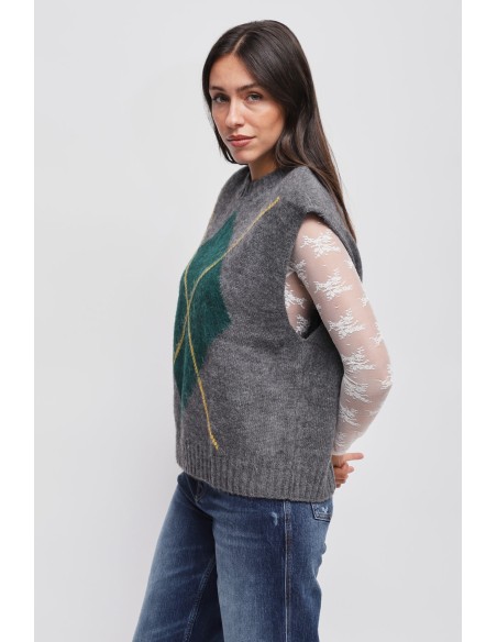 Gilet en maille à losanges avec épaules rembourrées Maryley