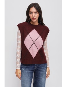 Gilet en maille à losanges avec épaules rembourrées Maryley