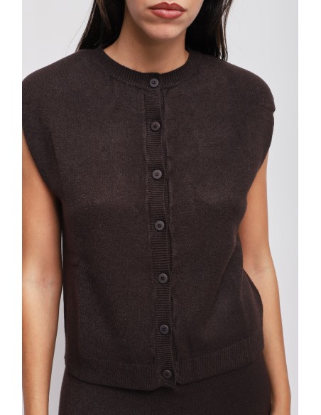 Gebreid gilet met gewatteerde schouders Maryley