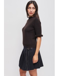 Top met korte mouwen en imitatiebontdetail van Maryley 2