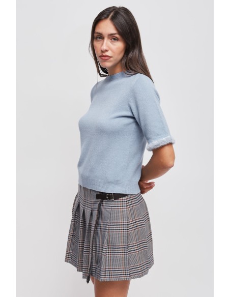 Maryley - Pull à manches courtes avec détails en fausse fourrure