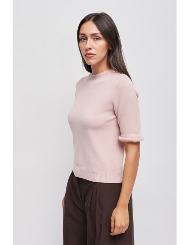 Maryley - Pull à manches courtes avec détails en fausse fourrure