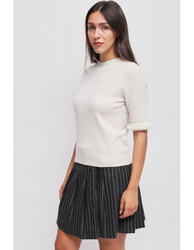 Maryley - Pull à manches courtes avec détails en fausse fourrure