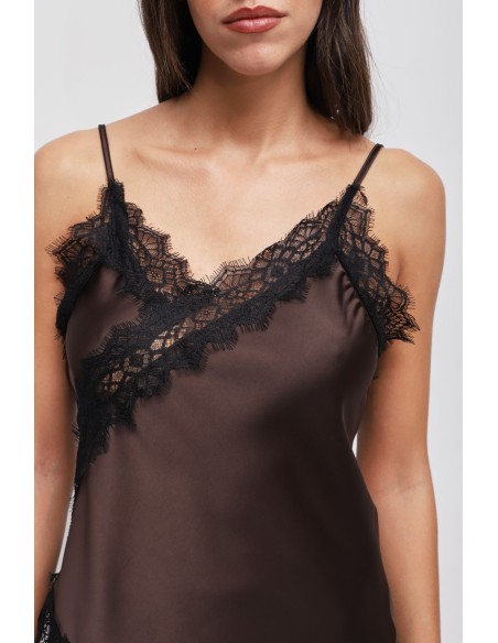 Top en satin avec dentelle Maryley