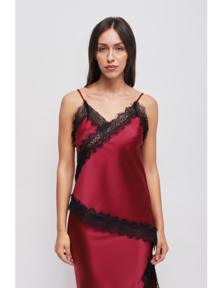 Top en satin avec dentelle Maryley