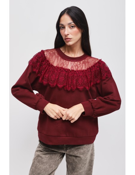 Maryley-sweater met kanten halslijn