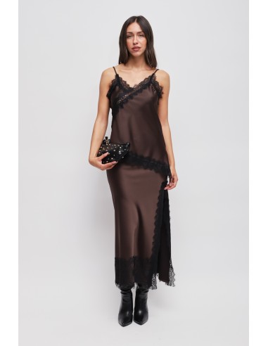 Jupe longue en satin avec dentelle Maryley