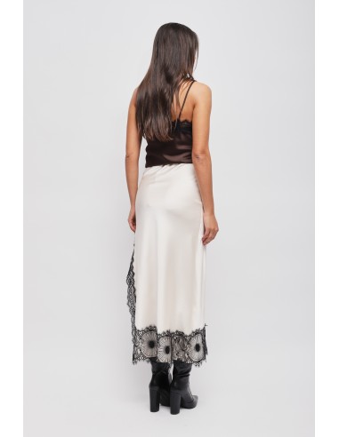 Jupe longue en satin avec dentelle Maryley
